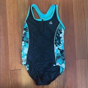 Black and Blue Floral Swimsuit